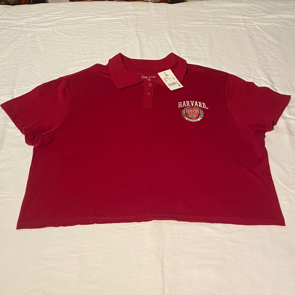 Zoe + Liv Red Harvard Crop Top